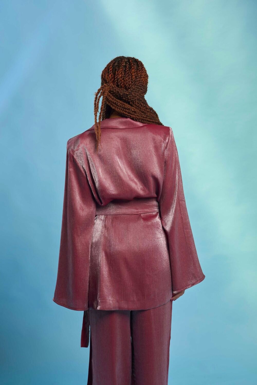 Bordeaux Satin Kimono - Image 4