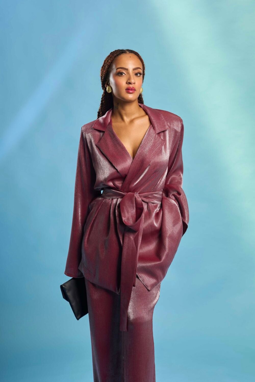 Bordeaux Satin Kimono - Image 3