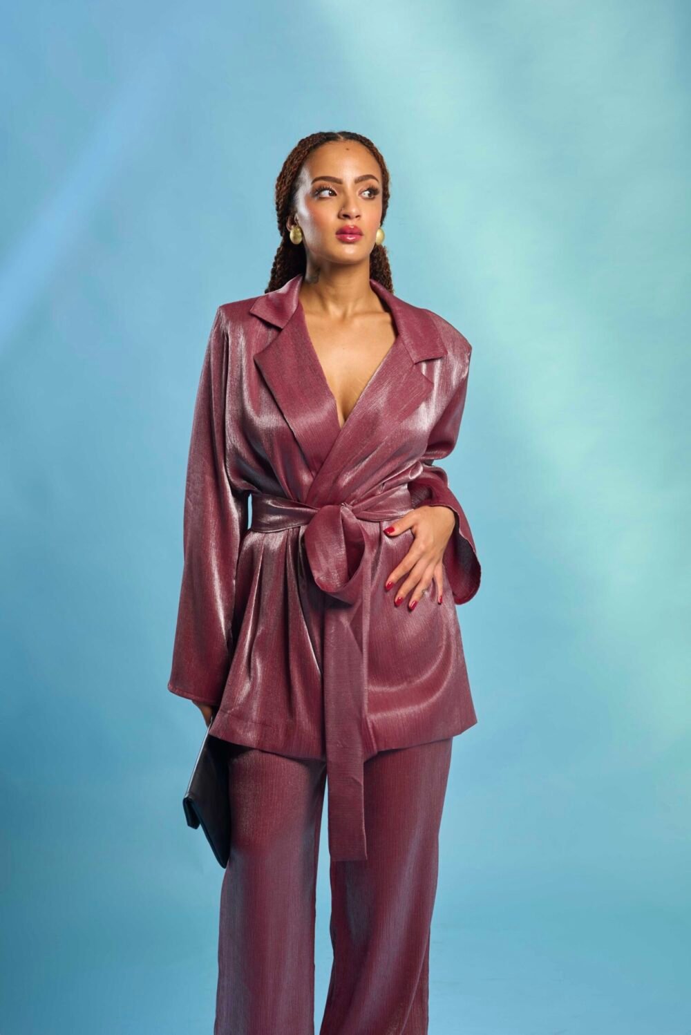 Bordeaux Satin Kimono - Image 2