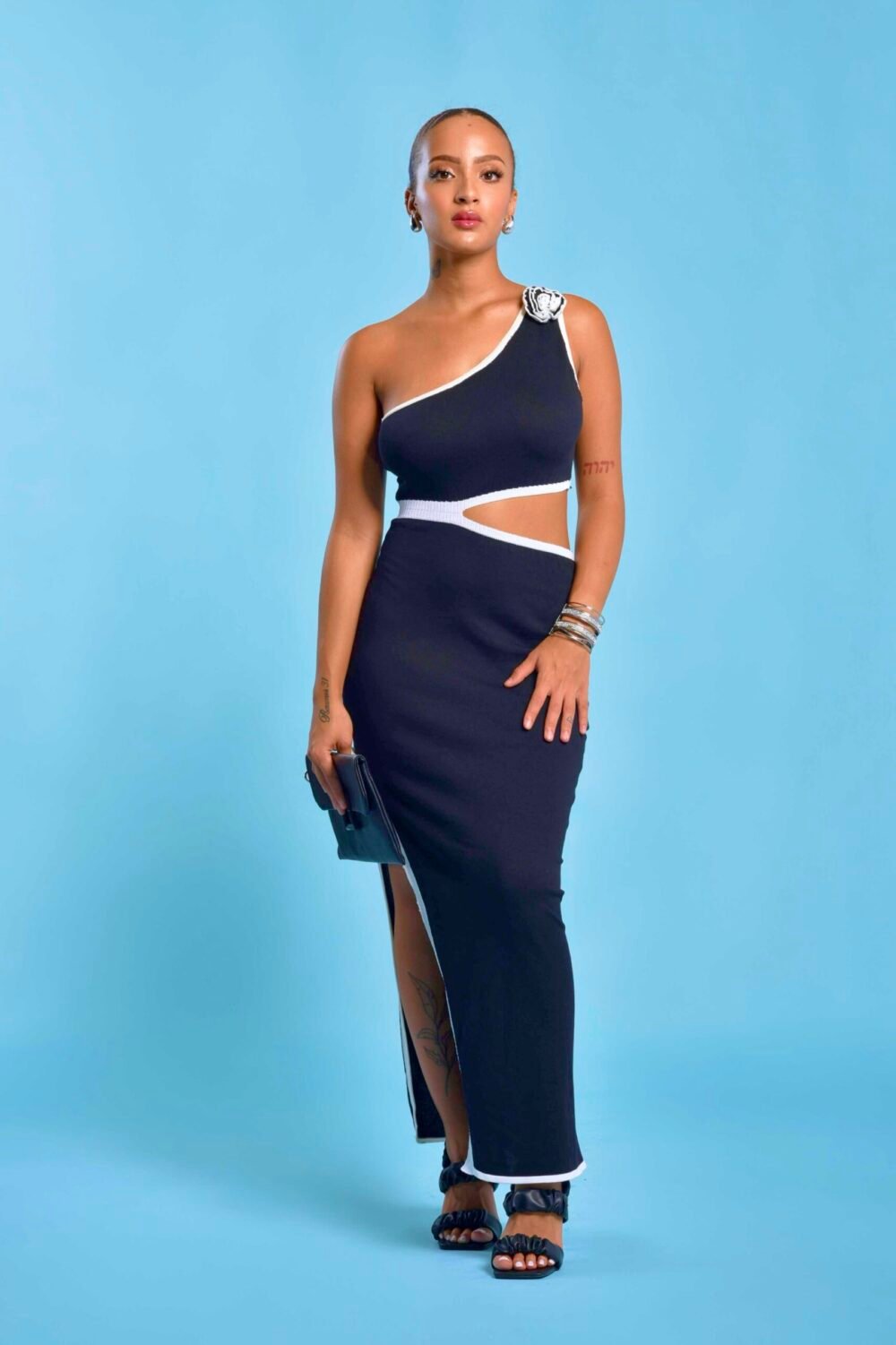 Night Fall Charm One-Shoulder Maxi Dress